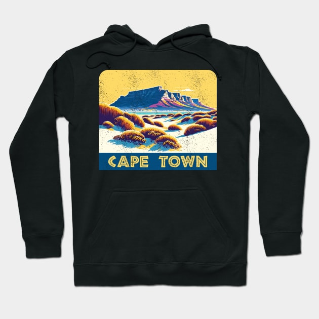 Vintage Cape Town Travel Poster Sticker | Howzit South Africa | Explore Table Mountain Hoodie by BraaiNinja